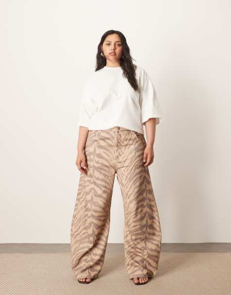 ARRANGE – Curve - Sydney – Tigermönstrade jeans med barrel-ben - view 1