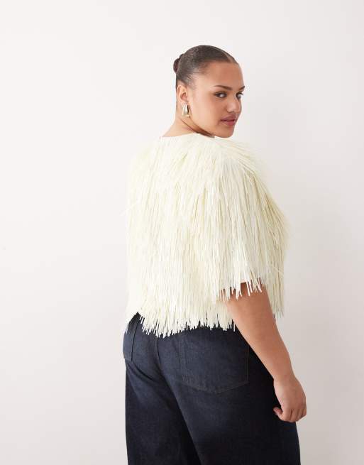 ARRANGE Curve - T-shirt à épaules marquées orné de sequins - Blanc, 4 de 4