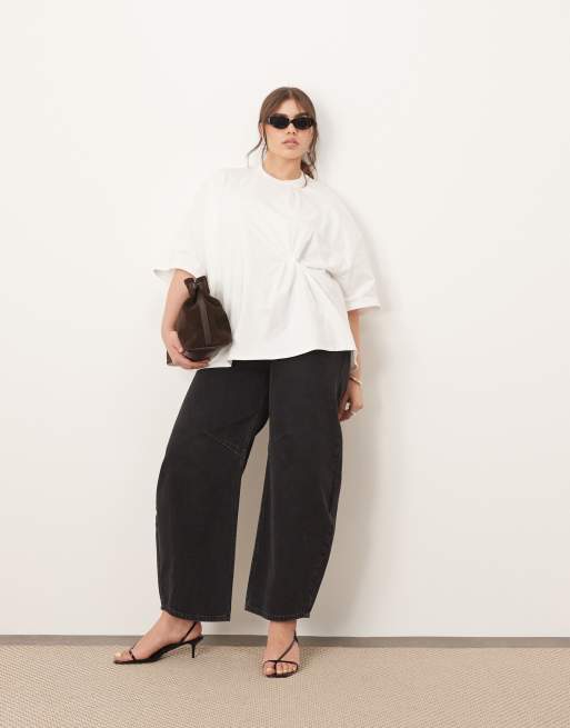 ARRANGE Curve - T-shirt in jersey bianco con nodo