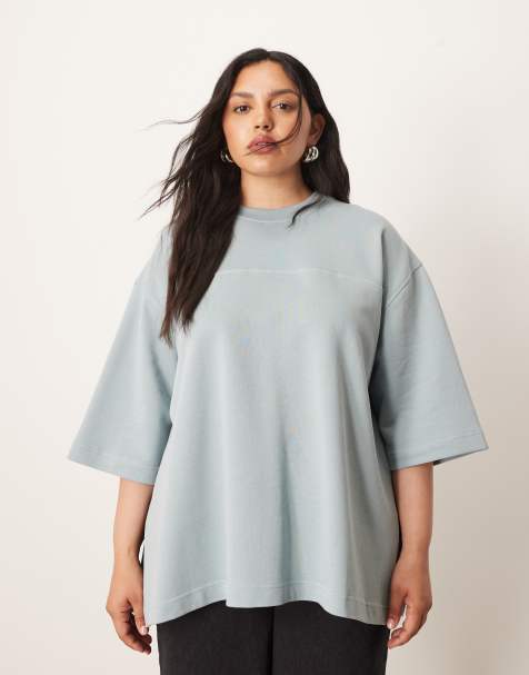 ARRANGE Curve - T-shirt oversize à envers bouclé - Bleu - view 1
