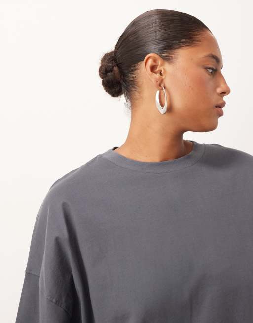 ARRANGE Curve - T-shirt oversize en coton à manches longues - Anthracite, 2 de 4