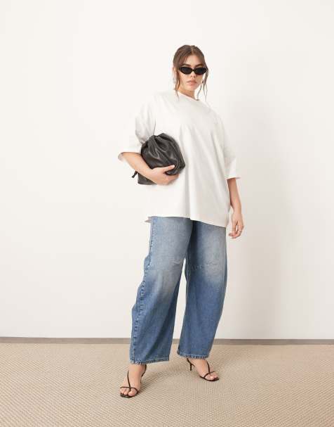 ARRANGE Curve - T-shirt premium oversize in tessuto pesante bianca - view 1