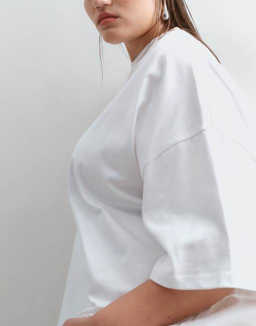 ARRANGE Curve - T-shirt premium oversize in tessuto pesante bianca, 5 di 5