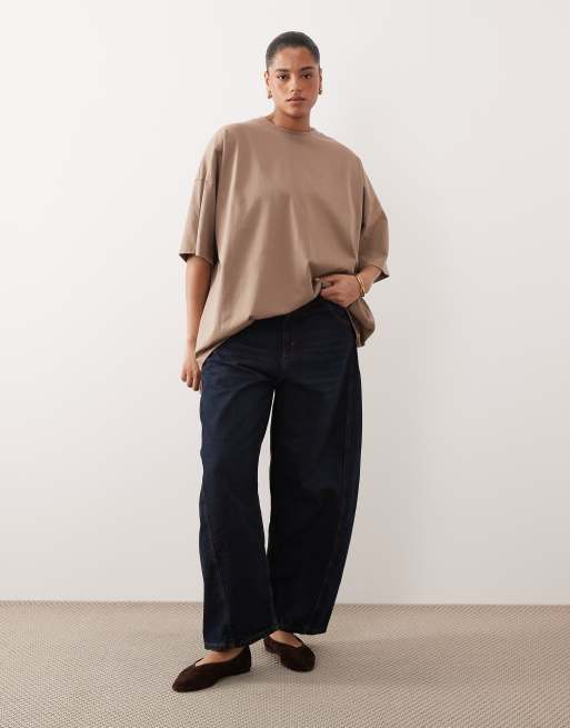 ARRANGE Curve - T-shirt premium oversize in tessuto pesante color talpa, 2 di 4