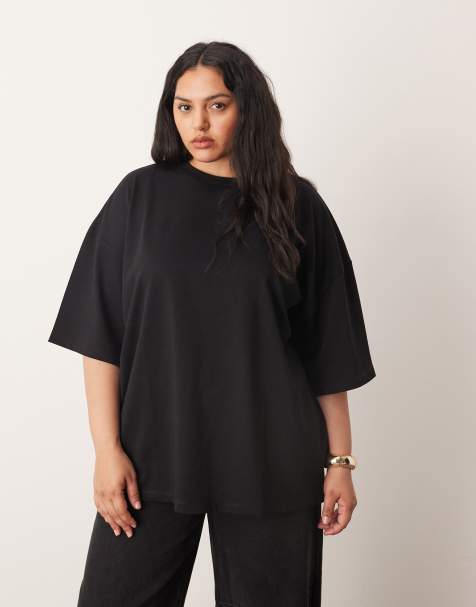 ARRANGE Curve - T-shirt premium oversize in tessuto pesante nera - view 1
