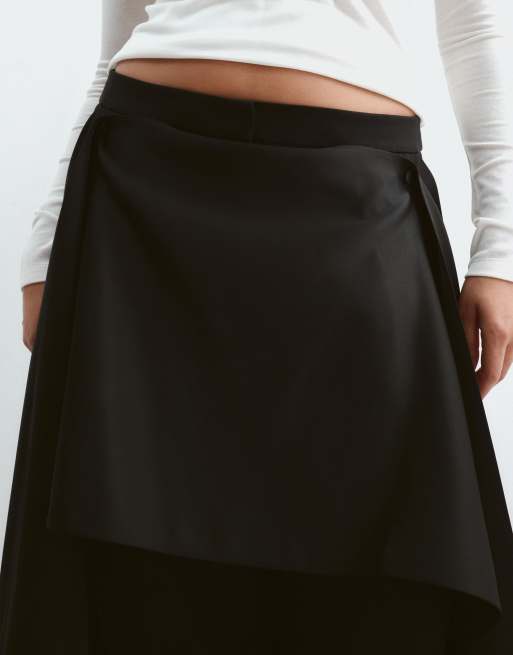 ARRANGE Curve tailored wide leg pants co-ord with detachable drape detail in black, 3 of 5
