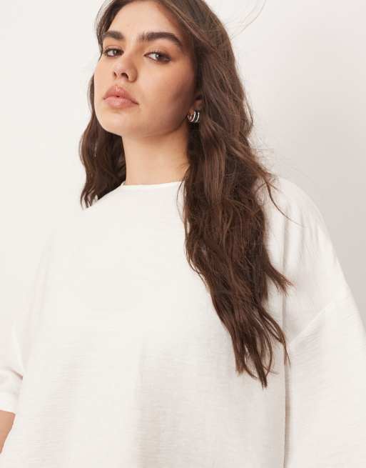 ARRANGE Curve textured boxy woven T-shirt white | ASOS