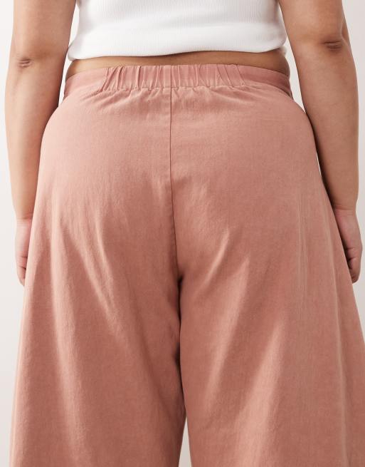 ARRANGE Curve tie front carrot jean co-ord in pink acid wash, 5 of 5