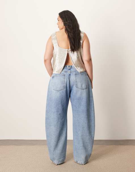 ARRANGE Curve - Tova - Lyseblå og forvaskede jeans med tapered og kurvet ben samt rullekant - view 1