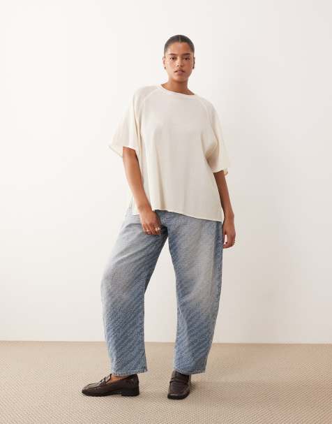 ARRANGE Curve Tova textured jeans in mid wash blue - view 1