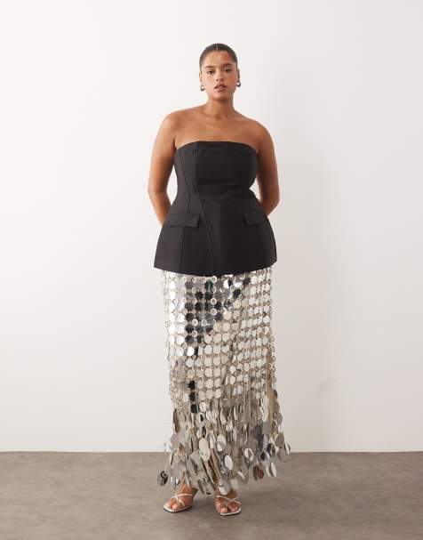 ARRANGE Curve – Trägerloses Oberteil aus festem, verstärktem Satin in Schwarz mit geformtem Design - view 1