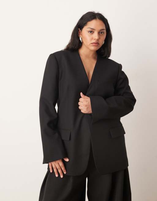 ARRANGE Curve ultimate collarless blazer in black, 4 of 4