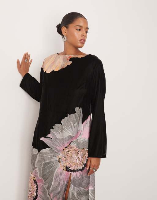 velvet floral maxi dress Skye Burnout 100% polyester. Baltic Born Womens Uma Velvet