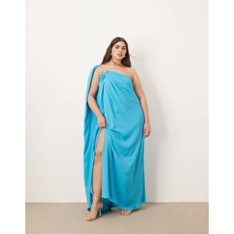 Abito Estivo Blu Turchese Abito Di Seta Maxi Women Resort - Foto 4