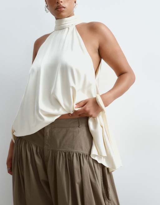 ARRANGE Curve waist seam balloon leg pants in khaki green, 5 of 5