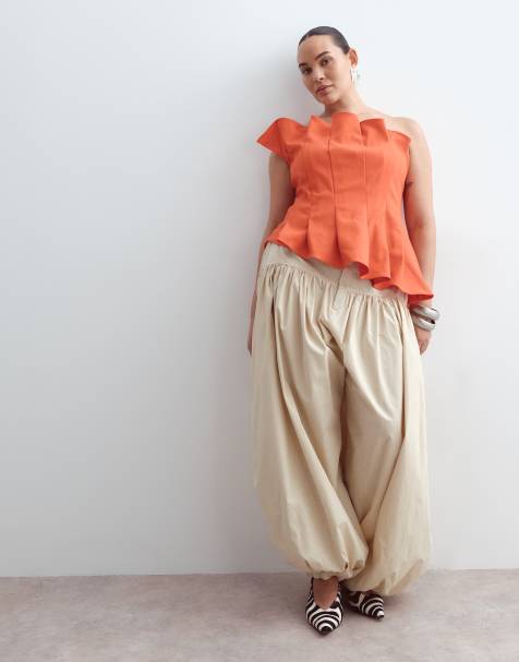 ARRANGE Curve waist seam balloon leg trousers in stone - view 1