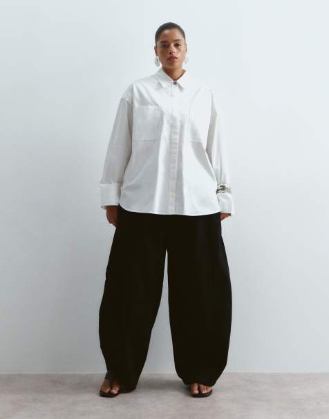 ARRANGE Curve - Willa - Broek met elastische taille met trekkoord in zwart met wassing - view 1