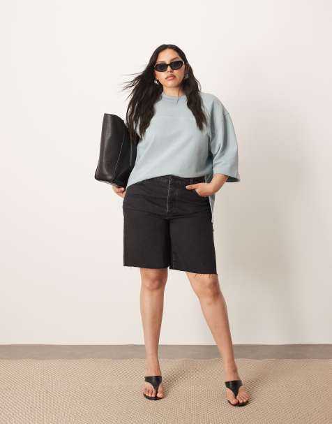 ARRANGE Curve – Wilson – Bleksvarta, slouchy jeansshorts - view 1