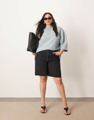 Curve Wilson denim slouchy shorts in washed black