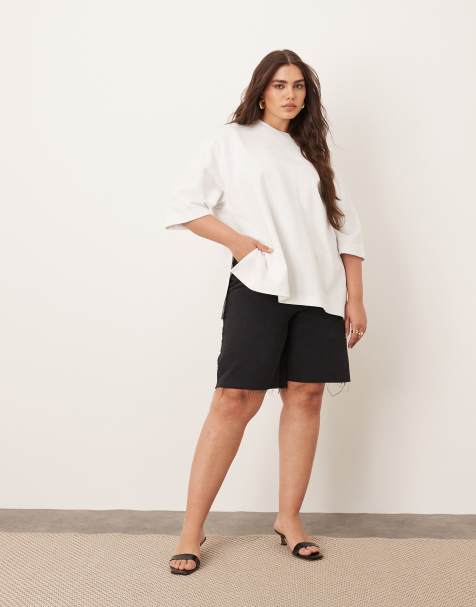 ARRANGE Curve – Wilson – Lockere Jeans-Shorts in verwaschenem Schwarz - view 1