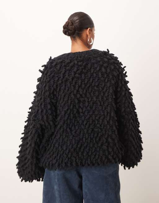 トップス EBONY Fringe Hand knit Cardigan EBONY Fringe Hand knit Cardigan