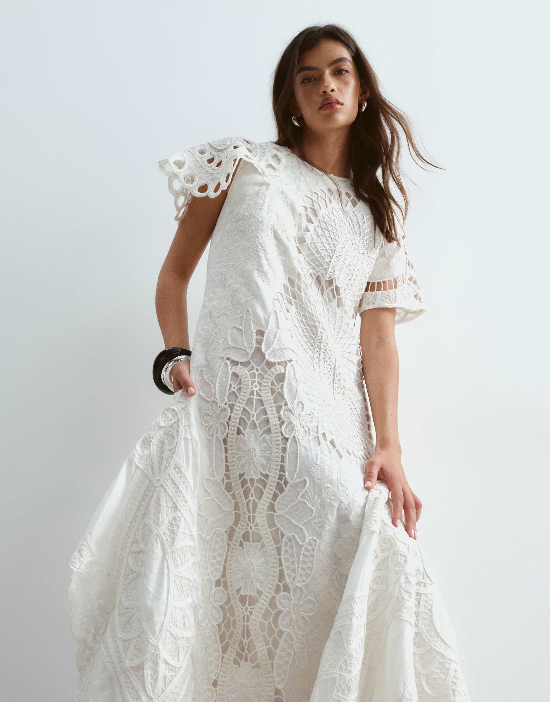 arrange cutwork embroidered maxi dress in white