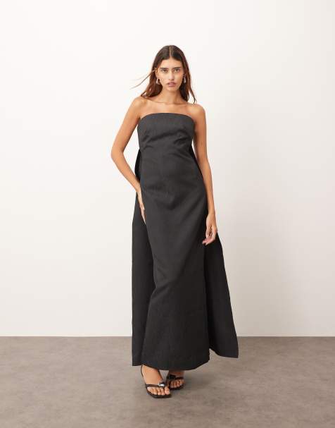 ARRANGE bandeau structured maxi dress with back cut out in black