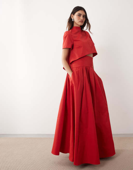 ARRANGE – Czerwona plisowana spódnica maxi, część zestawu, 2 z 5