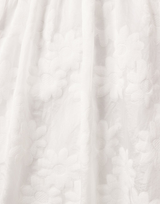 ARRANGE  daisy organza pintuck dropped waist midi skirt co-ord in white