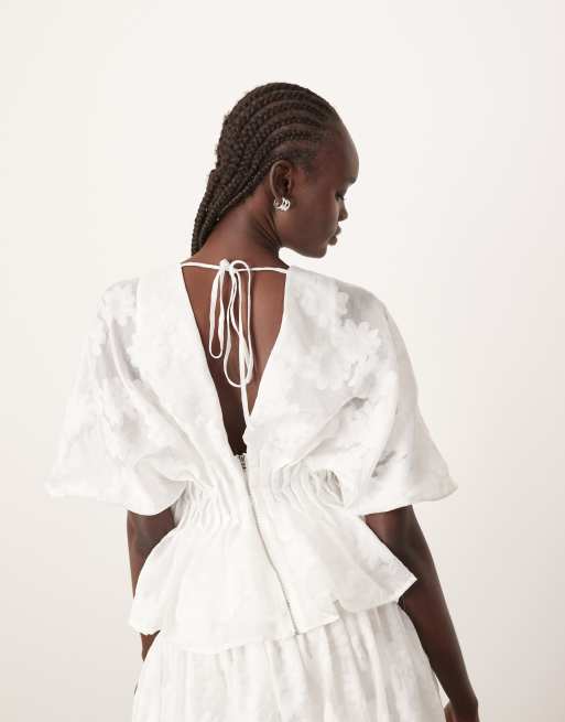 ARRANGE daisy organza pintuck waist top in white - part of a set