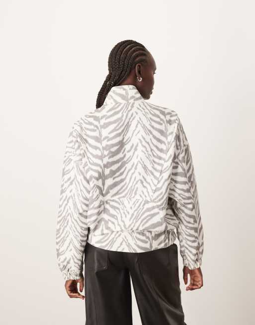 ARRANGE denim bomber jacket with seam detail in tiger print, 4 of 4