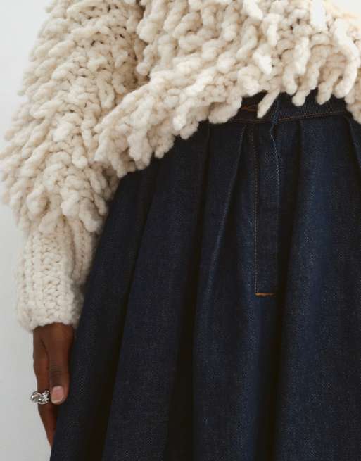 ARRANGE denim maxirok met doorstikdetails in indigo, 2 van 5
