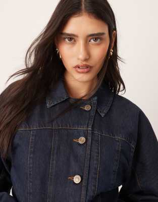 ARRANGE DENIM SCULPTED JACKET WITH ZIP UP DETAIL 