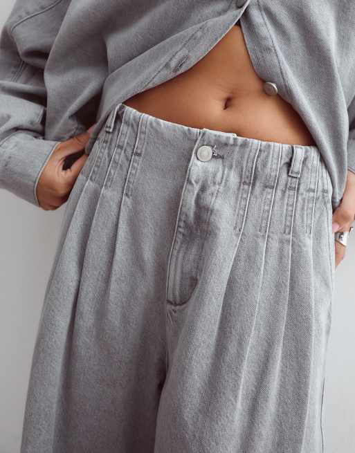 ARRANGE denim set med vida ben i grå tvätt, 2 av 5