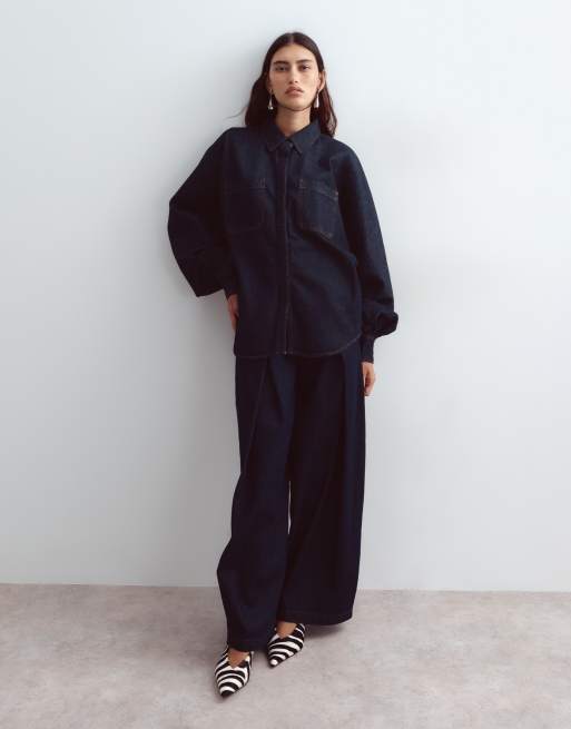ARRANGE denim shirt co-ord with volume sleeves in indigo, 2 of 4
