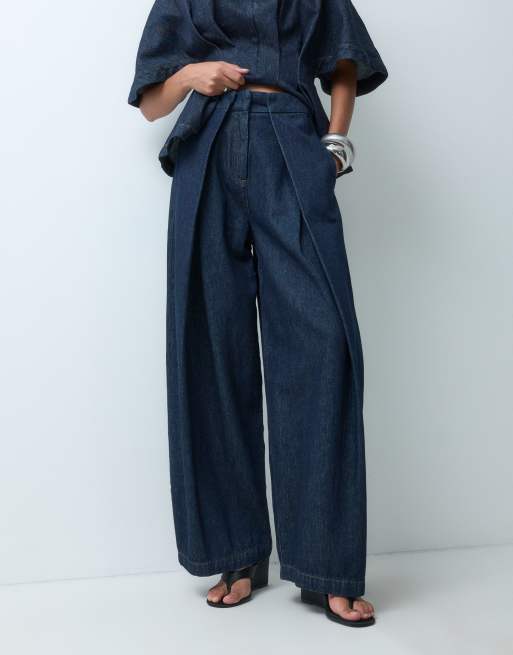 ARRANGE denimbyxor med veckdetalj i set i indigo, 3 av 5