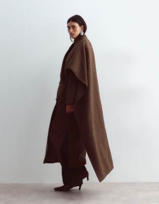 Arrange Double Breasted Wool Coat With Removeable Scarf In Multi