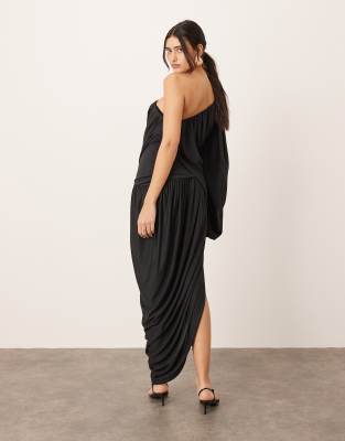 スーツ・フォーマル・ドレス ANDRESD drape dress BLACK ARRANGE drape one shoulder maxi dress with tulip skirt in