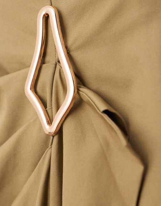 ARRANGE drape structured maxi skirt with metal trim in camel, 3 of 5