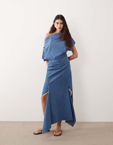 asos long denim dress ASOS Design - Denim Smock Maxi Dress - Women - Cotton - 0 US