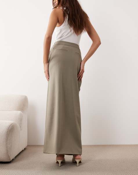 ARRANGE draped tailored maxi skirt in grey - view 1