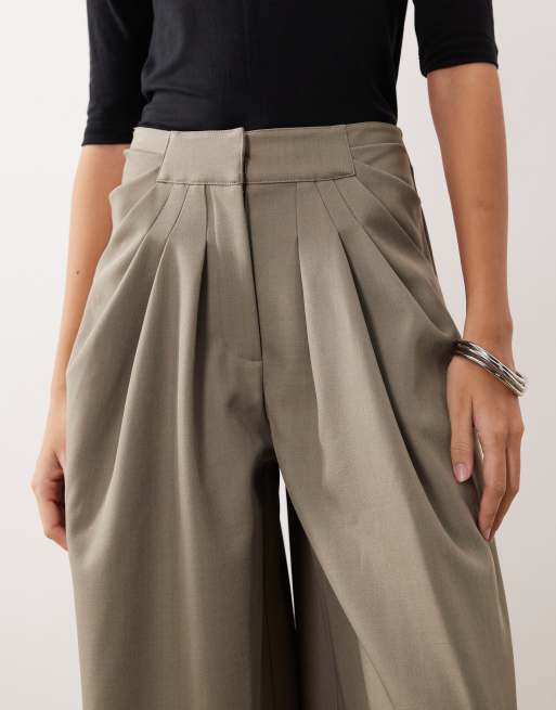 ARRANGE draped tailored wide leg trouser in grey, 3 of 5