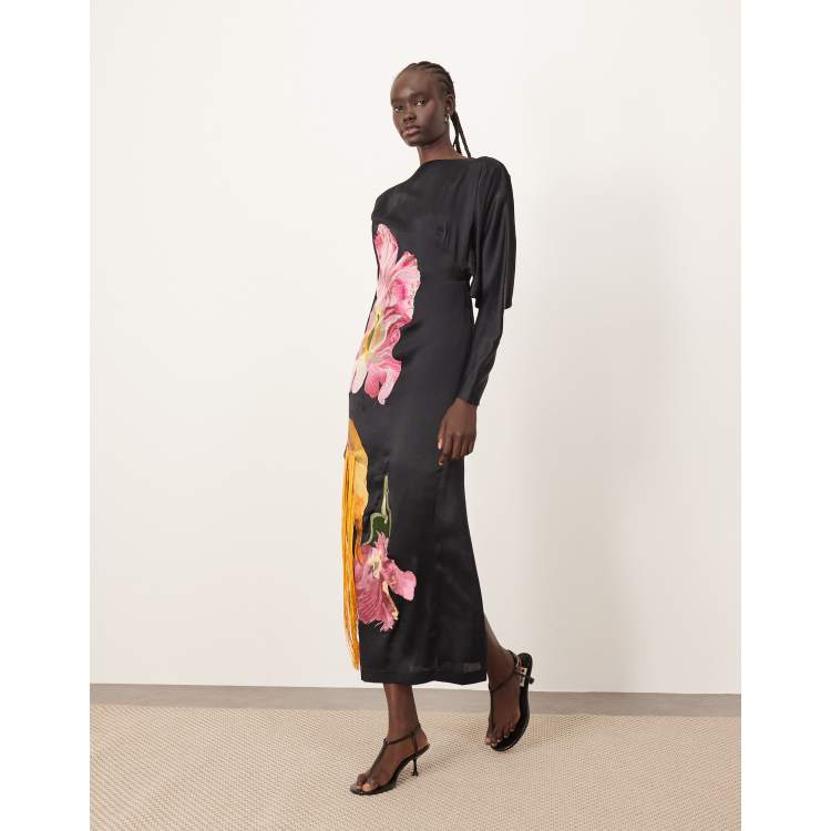 arrange cotton floral embroidered plunge midi dress in buttermilk Buy Pine Green Warm Cotton Frilled Midi Yoke Dress Online at SeamsFriendly main image 0