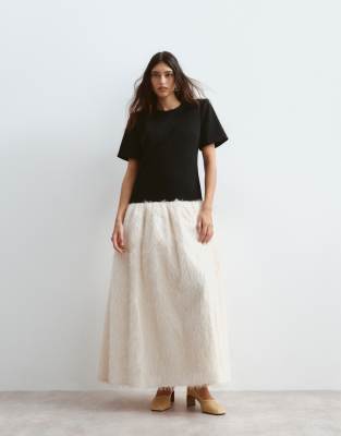 Arrange Drop Waist T-shirt Maxi Dress With Fringe Skirt In Multi