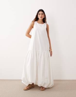 Arrange Dropped Waist Maxi Dress With Bubble Hem In White