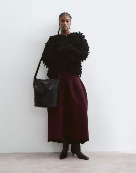 ARRANGE dzianinowa modelująca spódnica midi w kolorze oxblood - view 1