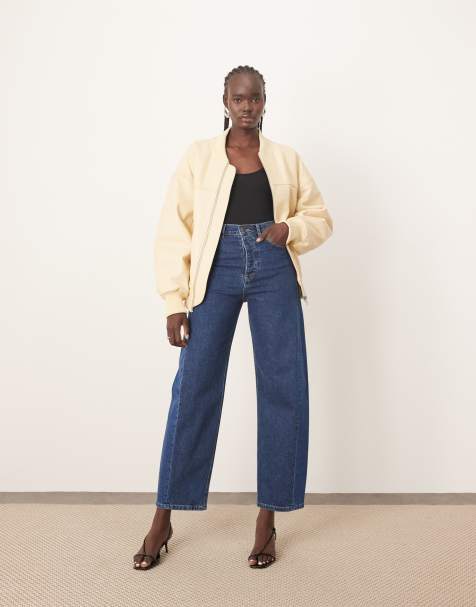 ARRANGE eden denim barrel jeans with tapered leg in mid blue - view 1