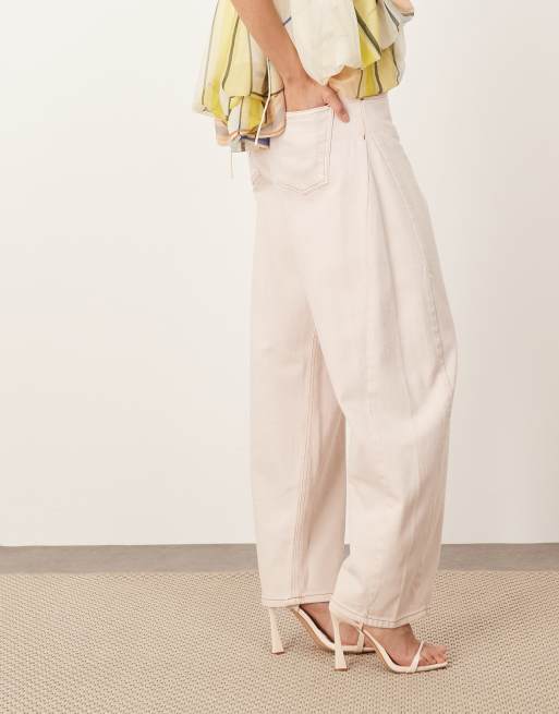 ARRANGE eden denim barrel leg high waist jeans in light pink