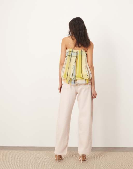 ARRANGE eden denim barrel leg high waist jeans in light pink