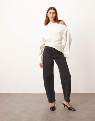 ARRANGE - Eden - Jeans in Schwarz mit Strassverzierung, hohem Bund und abgerundetem Beinschnitt